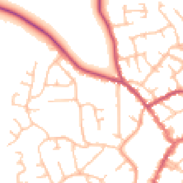 Daytime road noise heatmap for SY11 1BQ