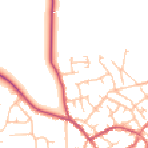 Daytime road noise heatmap for SY11 1BW