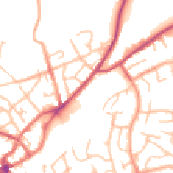 Daytime road noise heatmap for SY11 1BX