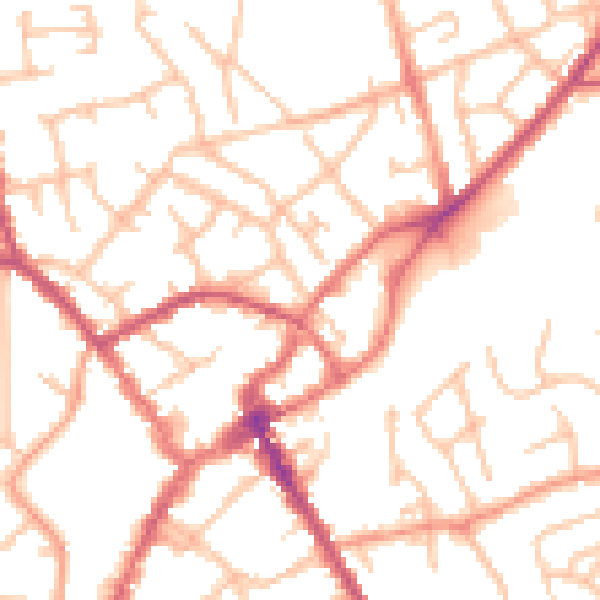 Daytime road noise heatmap for SY11 1DA