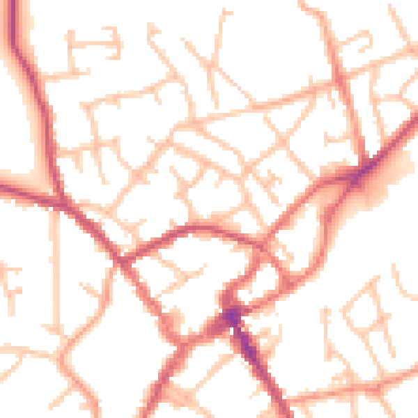 Daytime road noise heatmap for SY11 1DB