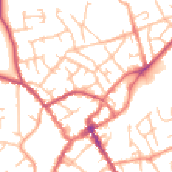 Daytime road noise heatmap for SY11 1DD