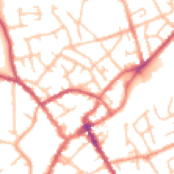 Daytime road noise heatmap for SY11 1DE