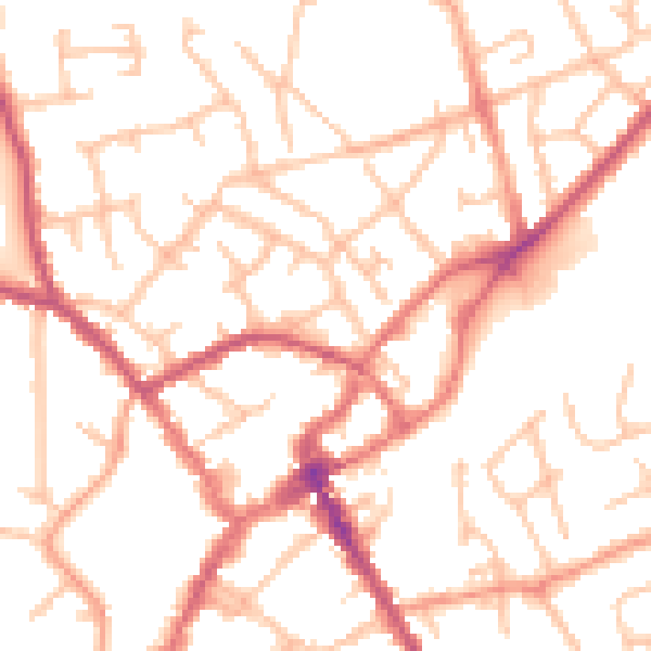 Daytime road noise heatmap for SY11 1DF
