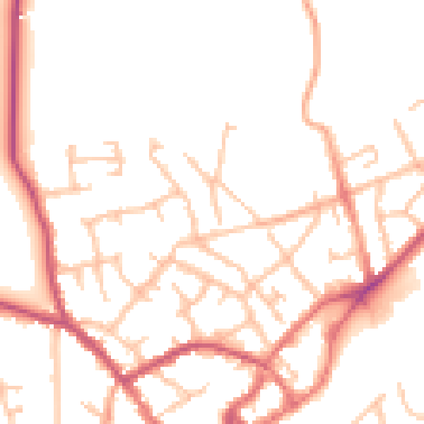 Daytime road noise heatmap for SY11 1DN
