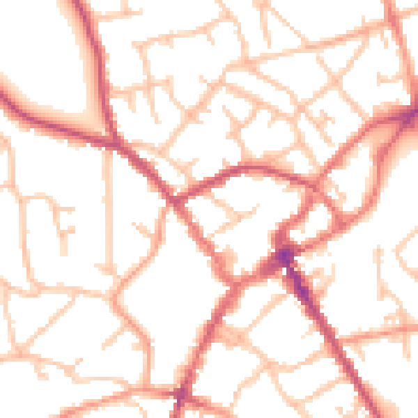 Daytime road noise heatmap for SY11 1DQ