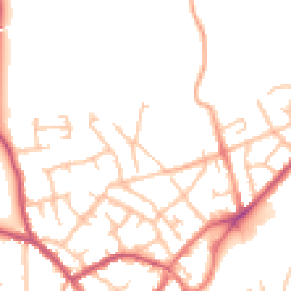 Daytime road noise heatmap for SY11 1DS