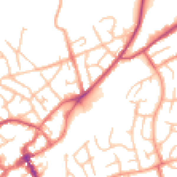 Daytime road noise heatmap for SY11 1GB