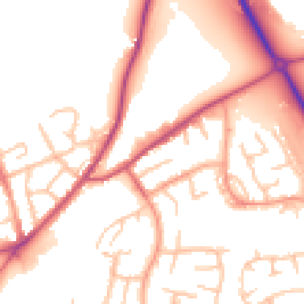 Daytime road noise heatmap for SY11 1JB