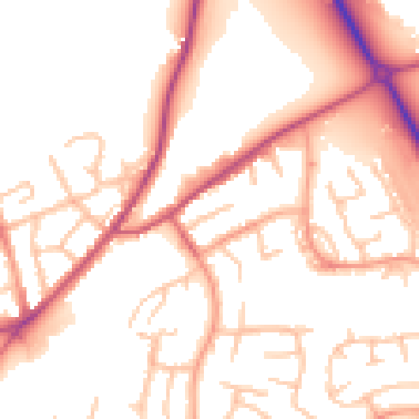 Daytime road noise heatmap for SY11 1JG
