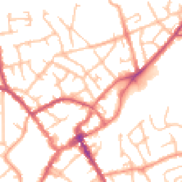 Daytime road noise heatmap for SY11 1NF