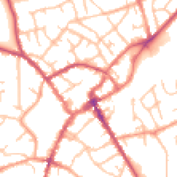 Daytime road noise heatmap for SY11 1QA