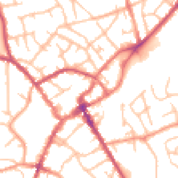 Daytime road noise heatmap for SY11 1QE
