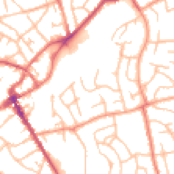 Daytime road noise heatmap for SY11 2JG