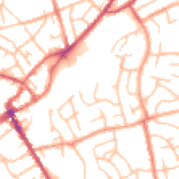 Daytime road noise heatmap for SY11 2JX