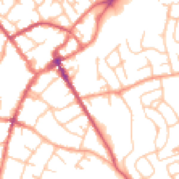 Daytime road noise heatmap for SY11 2PJ