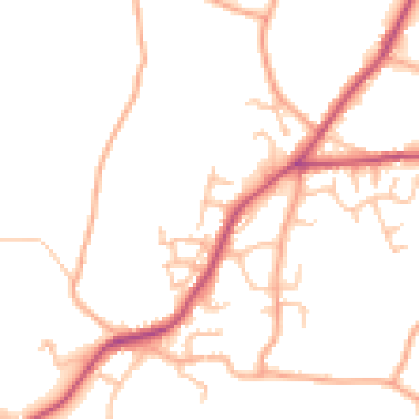 Daytime road noise heatmap for SY11 3AU