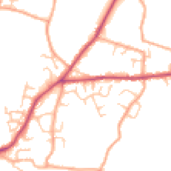 Daytime road noise heatmap for SY11 3BA