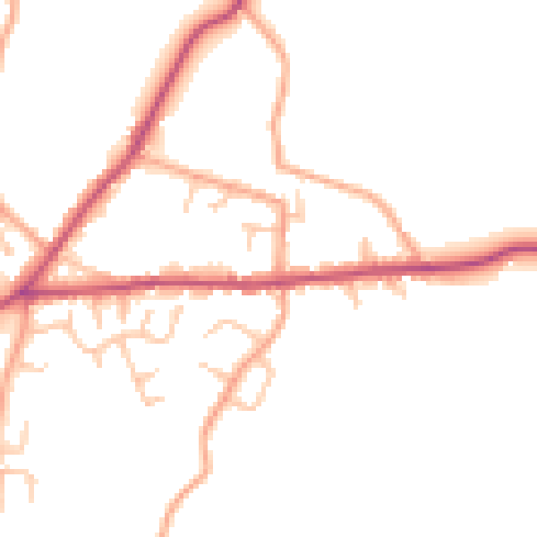 Daytime road noise heatmap for SY11 3BN