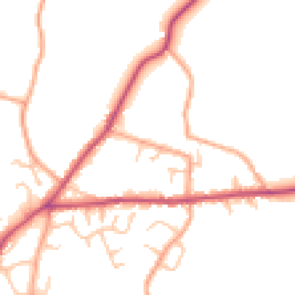 Daytime road noise heatmap for SY11 3BX
