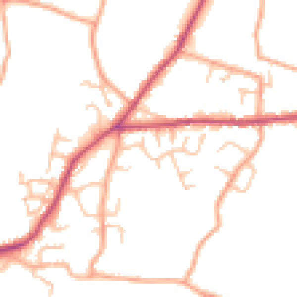 Daytime road noise heatmap for SY11 3EQ