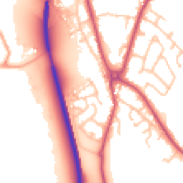 Daytime road noise heatmap for SY11 3GY