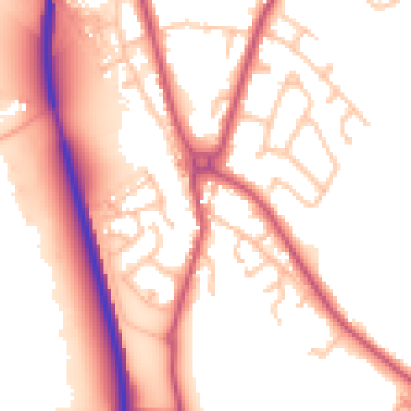 Daytime road noise heatmap for SY11 3JP