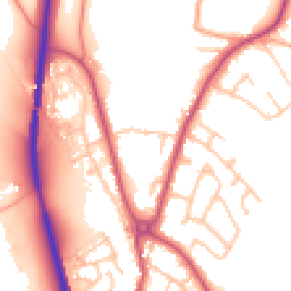 Daytime road noise heatmap for SY11 3LE