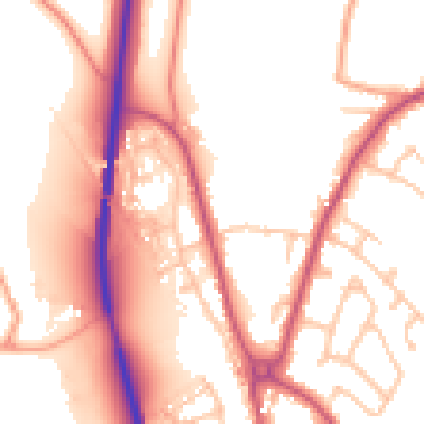 Daytime road noise heatmap for SY11 3LG