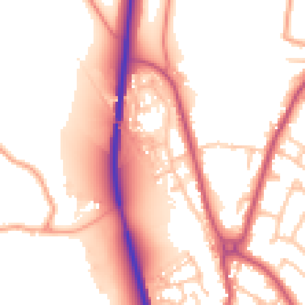 Daytime road noise heatmap for SY11 3LJ