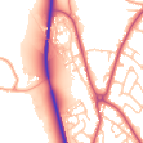 Daytime road noise heatmap for SY11 3LN