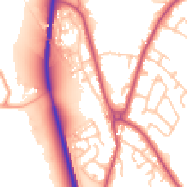 Daytime road noise heatmap for SY11 3LP