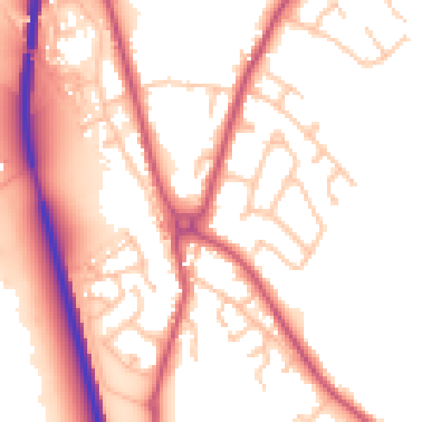 Daytime road noise heatmap for SY11 3NJ