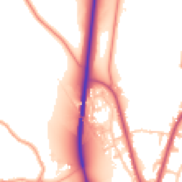 Daytime road noise heatmap for SY11 3NU