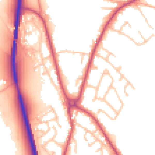 Daytime road noise heatmap for SY11 3PD