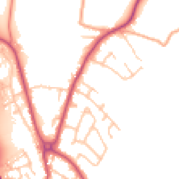 Daytime road noise heatmap for SY11 3PN