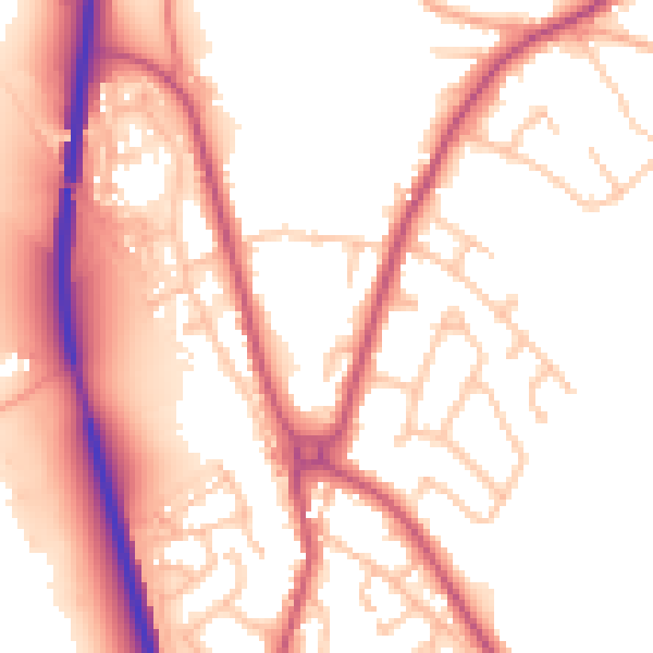 Daytime road noise heatmap for SY11 3PQ