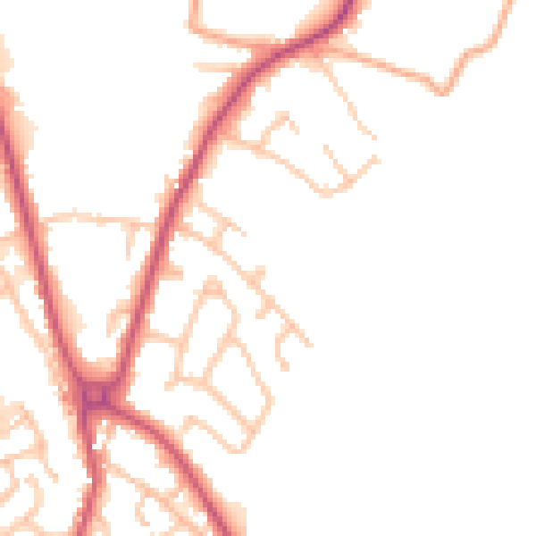 Daytime road noise heatmap for SY11 3PW