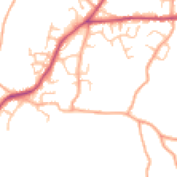Daytime road noise heatmap for SY11 3QF