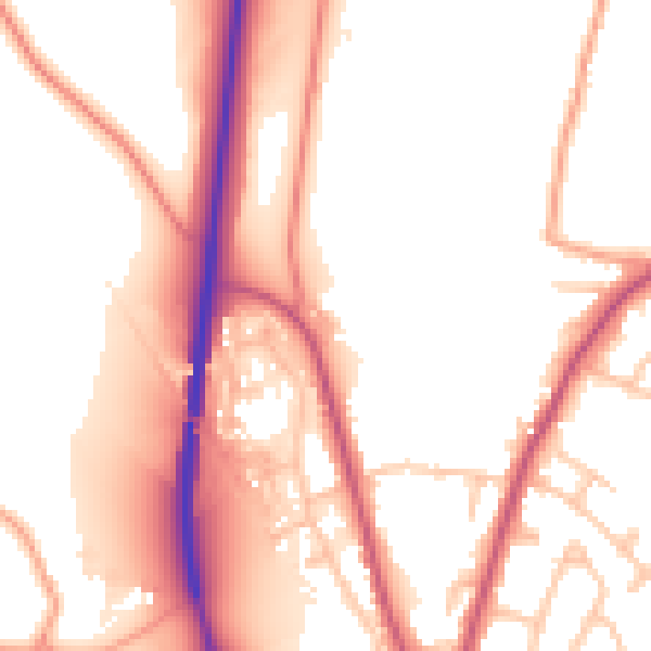 Daytime road noise heatmap for SY11 3QG