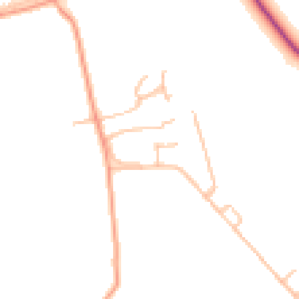 Daytime road noise heatmap for SY11 4AW