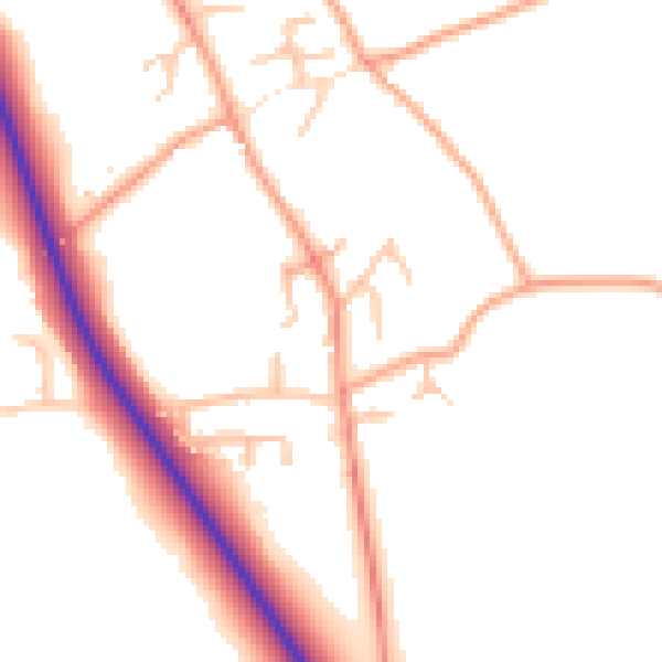 Daytime road noise heatmap for SY11 4EL