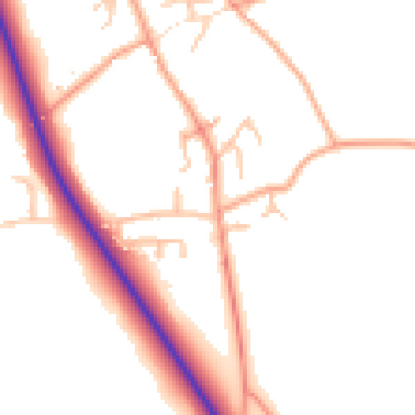 Daytime road noise heatmap for SY11 4EN