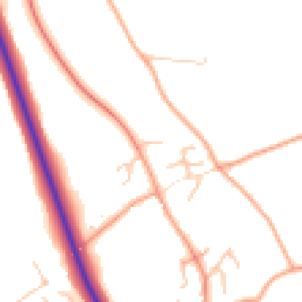 Daytime road noise heatmap for SY11 4EQ
