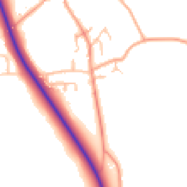 Daytime road noise heatmap for SY11 4EW