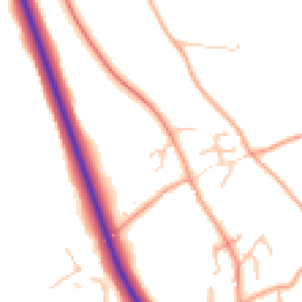 Daytime road noise heatmap for SY11 4FJ