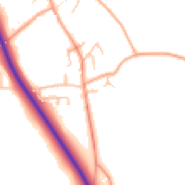Daytime road noise heatmap for SY11 4GA