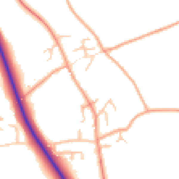 Daytime road noise heatmap for SY11 4HZ