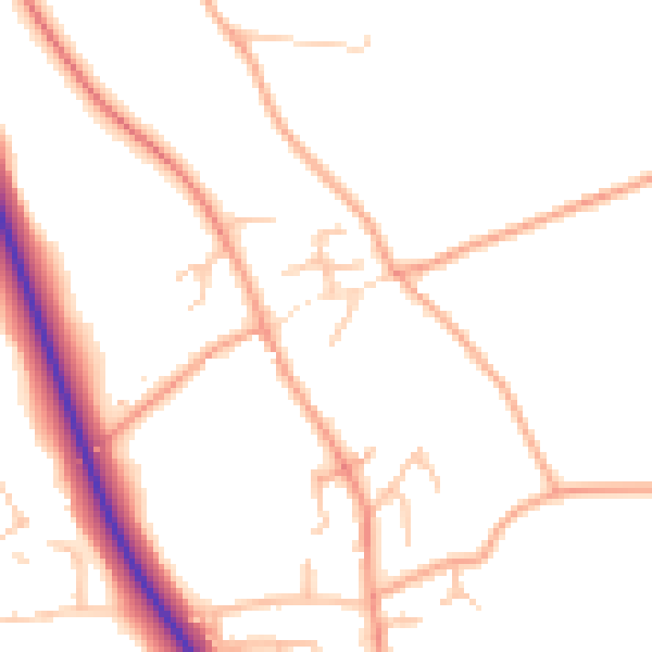 Daytime road noise heatmap for SY11 4JD