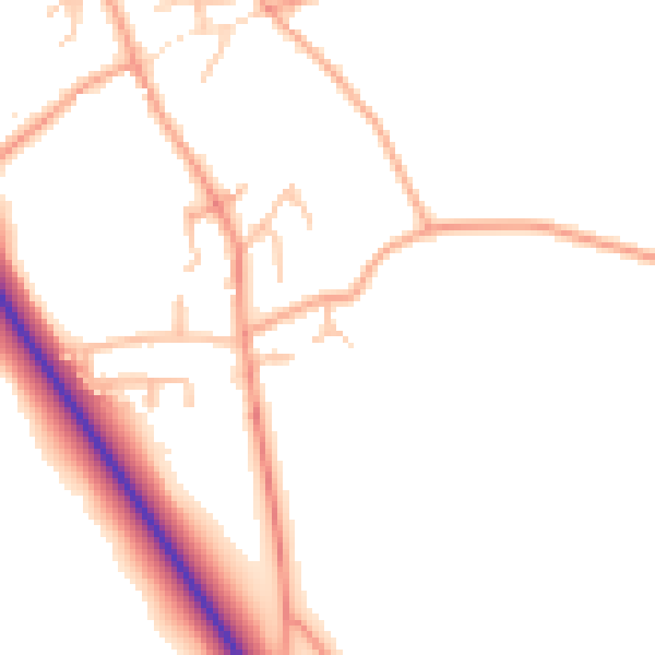 Daytime road noise heatmap for SY11 4JT